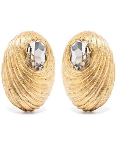 Saint Laurent Cocoon Crystal-embellished Clip-on Earrings - Metallic