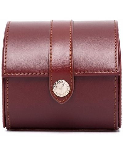 Aspinal of London Stitched Logo Watch Case - Brown