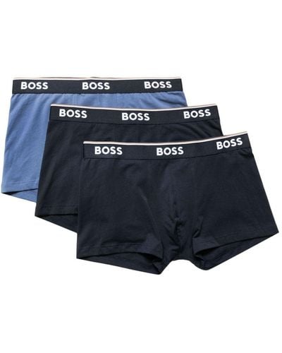 BOSS Streifen-Boxershorts mit Logo-Bund (3er-Pack) - Blau