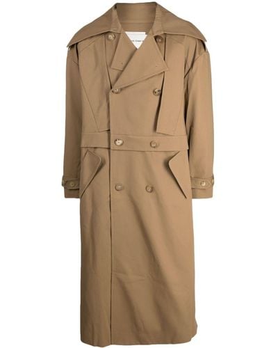 Feng Chen Wang Double-breasted Gabardine Trench Coat - Natural