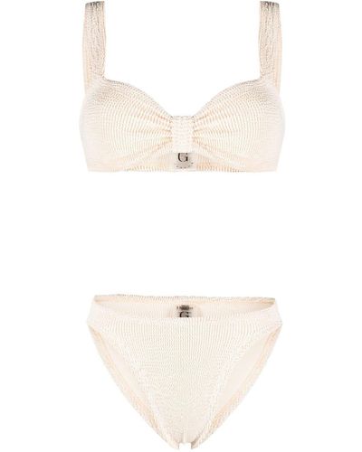 Hunza G Bikini Bonnie à design froncé - Blanc