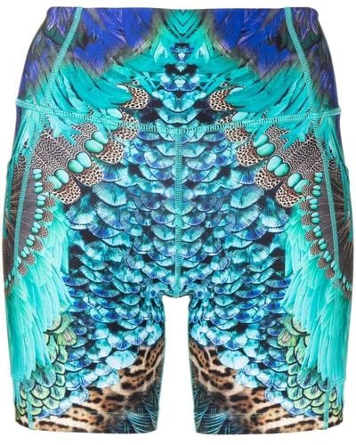 Camilla Abstract-print Running Shorts - Blue