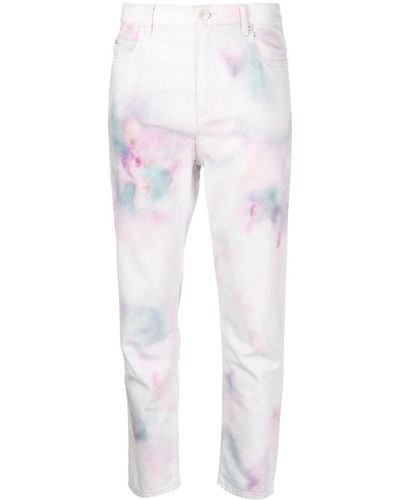 Isabel Marant Abstract-print Cropped Trousers - White