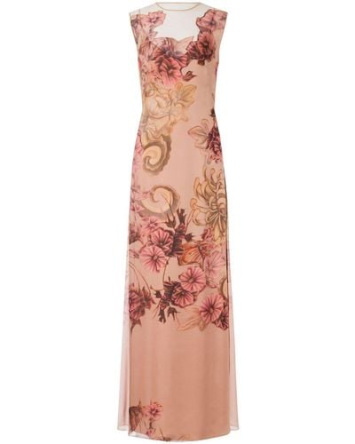 Alberta Ferretti Vestido largo con estampado floral - Rosa