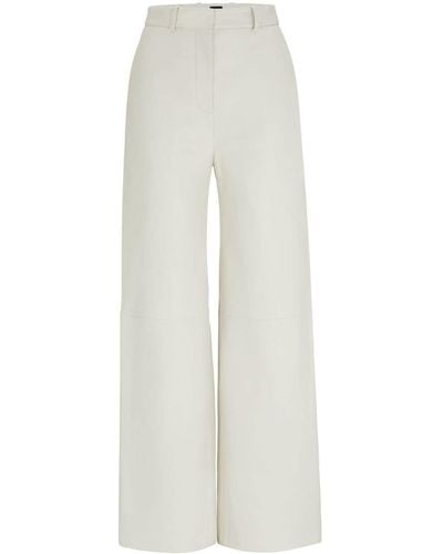 BOSS High-waisted Lambskin Trousers - White