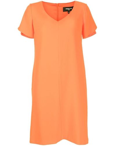 Paule Ka Envers Crepe Mini Shift Dress - Orange
