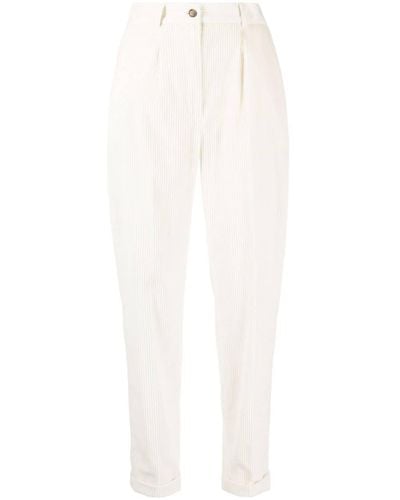 Kiton Pantalon en velours côtelé à coupe fuselée - Blanc