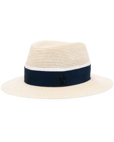 Maison Michel Neutral Andre Straw Hat - Women's - Cotton/hemp/viscose - Blue