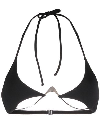 Mugler Top bikini con placca logo - Nero