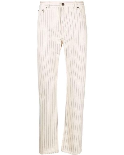 Saint Laurent Pinstripe-pattern Denim Jeans - Natural