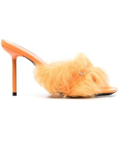 BY FAR Kenny Faux-fur Mules - Natural