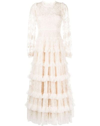 Needle & Thread Blossom Lace Tiered Gown - Natural