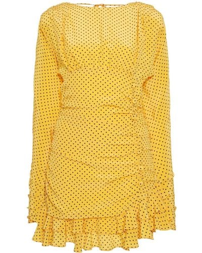 Alessandra Rich Gepunktetes Kleid - Gelb