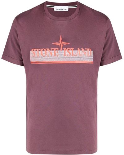 Stone Island T-Shirt mit Logo-Print - Lila