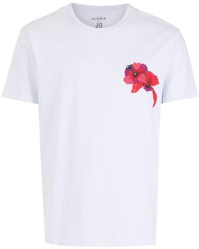 Amir Slama T-Shirt mit Blumen-Print - Weiß