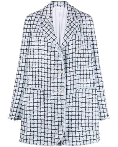 Thom Browne Checked Cotton Single-breasted Coat - Blue
