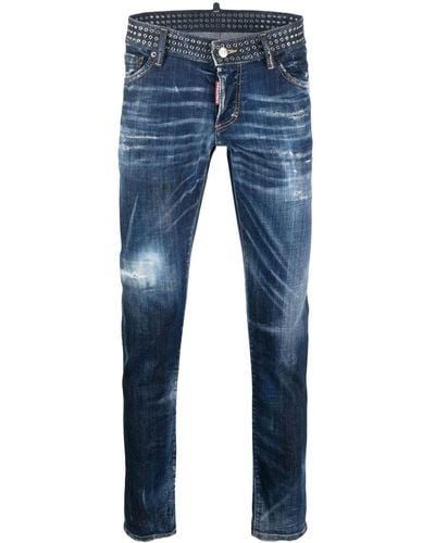 DSquared² Slim-cut Studded Jeans - Blue