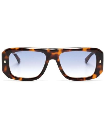 DSquared² Eckige Sonnenbrille in Schildpattoptik - Blau