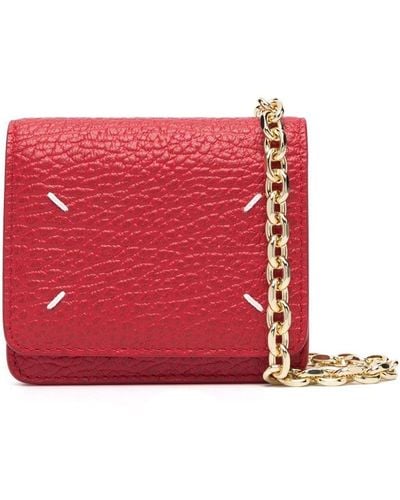 Maison Margiela Four Stitches Leather Chain Wallet - Red