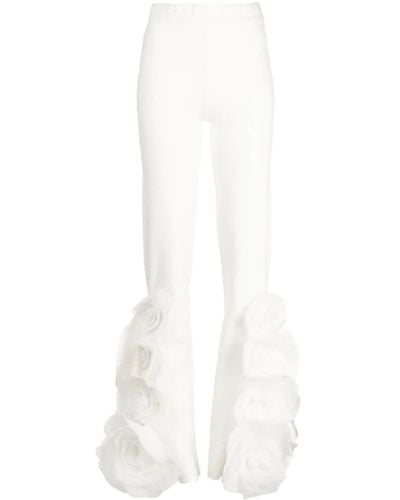 Cynthia Rowley Frilled-hem Zipped Flared Trousers - White