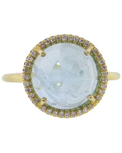 Irene Neuwirth 18kt Yellow Gold Classic Aquamarine And Diamond Ring - Blue
