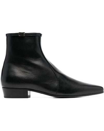Saint Laurent Buckle-fastened Pointed Boots - Black