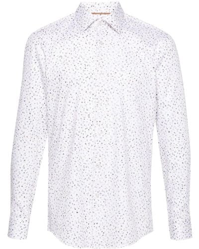 BOSS Floral-print Cotton Shirt - White