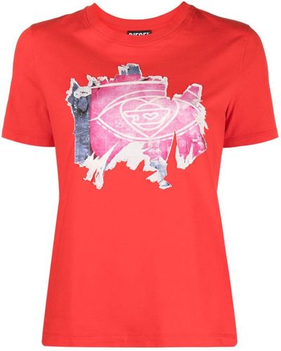 DIESEL Camiseta con estampado gráfico - Rojo