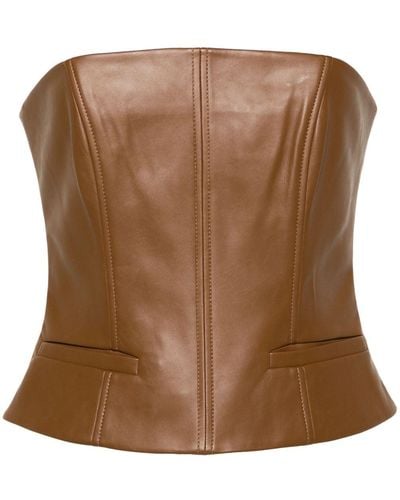 AYA MUSE Uro Faux-leather Bandeau Top - Brown