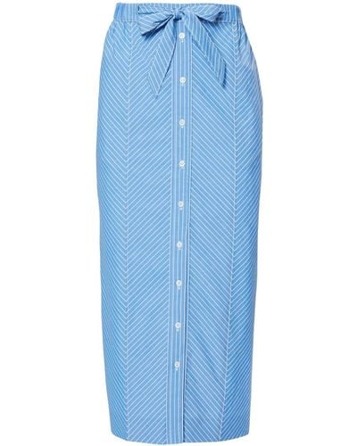 Carolina Herrera Stripe-pattern Tie-fastening Skirt - Blue