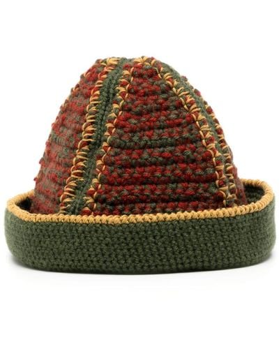 Nicholas Daley Colour-blocked Crochet Beanie - Brown