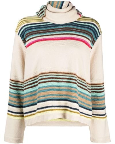 PS by Paul Smith Draped-detail Striped Jumper - Green
