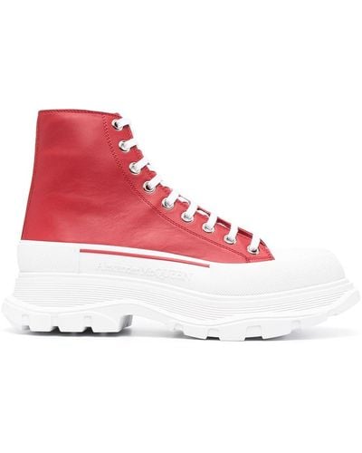 Alexander McQueen Tread Slick Lace-up Boots - Red