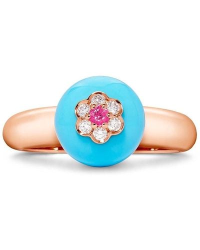 David Morris 18kt Rose Gold Diamond Turquoise Berry Ring - Pink