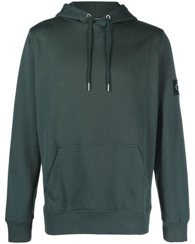 Calvin Klein Logo-patch drawstring hoodie - Verde