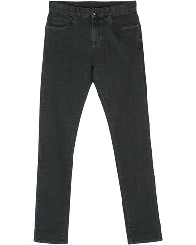 Canali Slim-fit Jeans Met Logopatch - Grijs