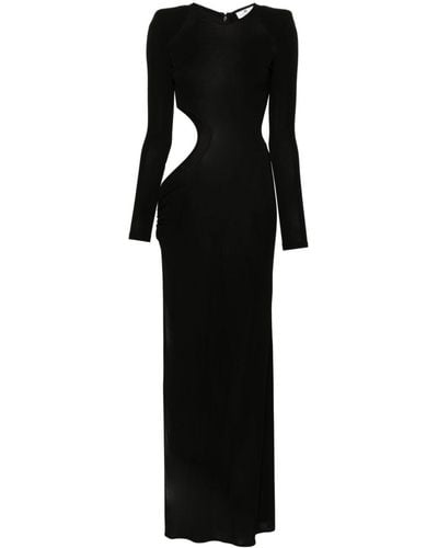 Elisabetta Franchi Vestido largo con detalle de aberturas - Negro