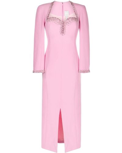 Huishan Zhang Eleanor Midi-jurk Verfraaid Met Kristallen - Roze