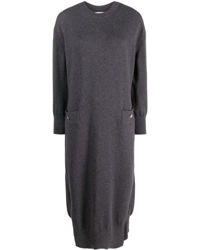 Barrie Iconic Round-neck Cashmere Midi Dress - Gray