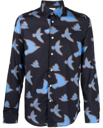 Paul Smith Camisa Shadow Birds - Azul