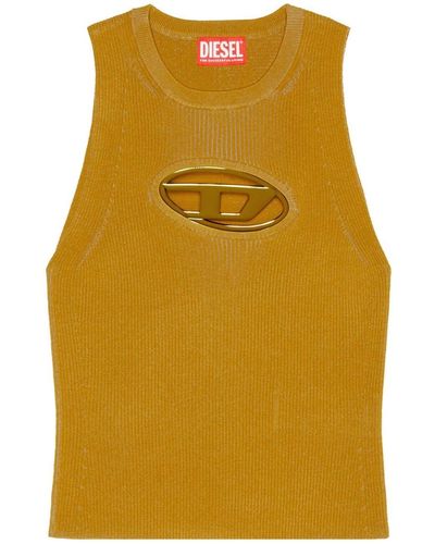 DIESEL Top sin mangas M-Onerva con placa del logo - Amarillo