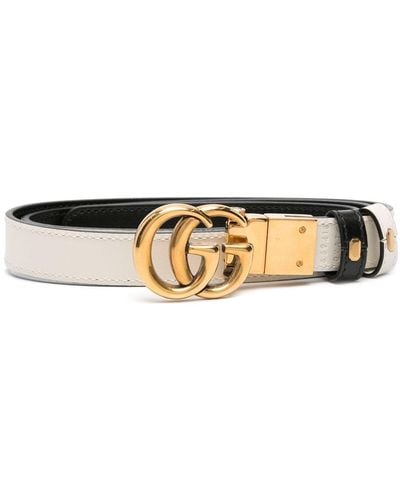 Gucci Black And gg Marmont Reversible Leather Belt - White