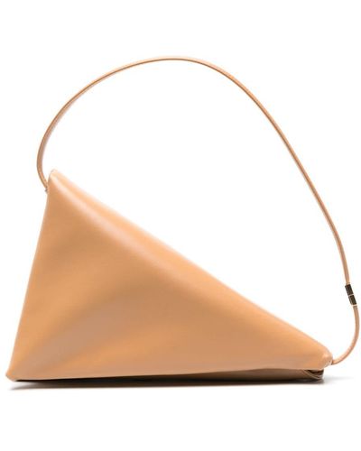 Marni Prisma Triangle Leren Schoudertas - Naturel