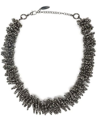 Brunello Cucinelli Oversized Beaded Necklace - Gray