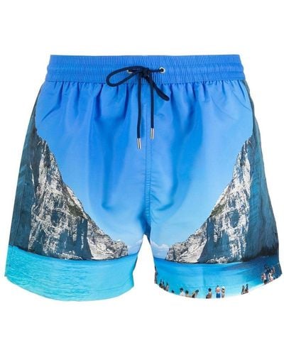 Paul Smith Graphic-print Swim Shorts - Blue