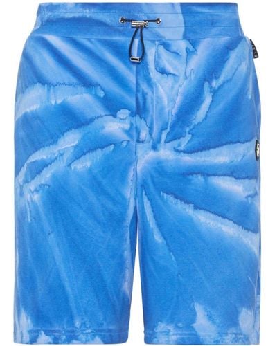 Philipp Plein Shorts Met Tie-dye Print - Blauw
