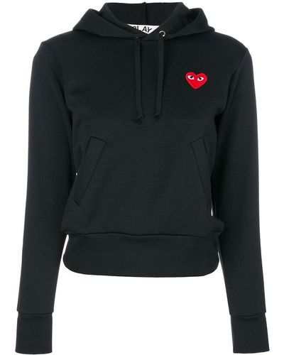 COMME DES GARÇONS PLAY Pull a capuche noir Heart Patch