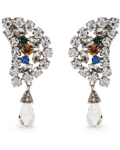 Alessandra Rich Crystal-embellished Half Moon Earrings - White