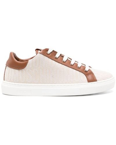 Moschino Logo-jacquard Panelled Sneakers - Pink