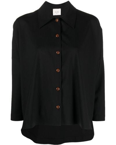 Alysi ポインテッドカラー ウールシャツ - ブラック